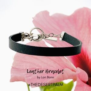 Lori Bonn Leather Bracelet Adjustable Stainless Steel Clasp Designer